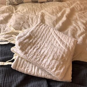 Pottery Barn Cream Quilted Linen Euro Sham Pillowcases Set of 2